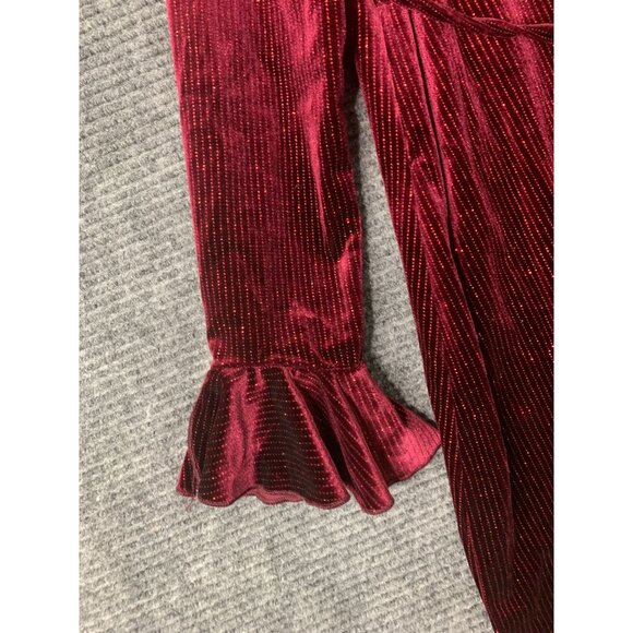Speechless Girls Size 10 Long Sleeve Velour Sparkle Stripe Bell Sleeve Belted - Picture 3 of 6